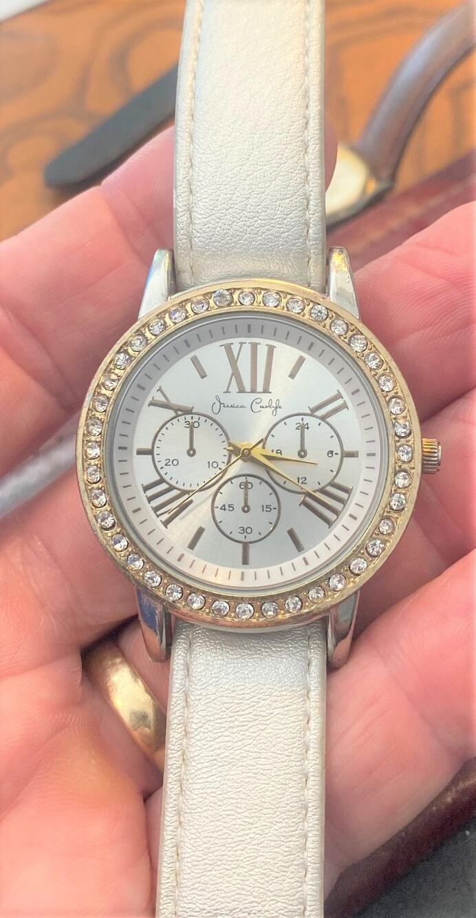 Women's Jessica Carlyle Wtch, Two Tone with Rhinestone Bezel, Chrono Style